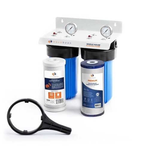 Aquaboon 3-Stage Whole House Water Filter System for Sediment & Odors Reduction Comes with 10" House Water Filters, Wrench, Bracket, Gauge & Release in Kuwait