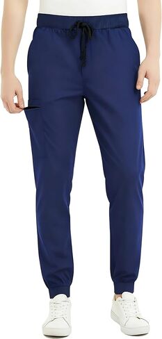 VOGRYE Scrub Pants for Men - Slim Jogger Pants with 3 Pockets, Yoga Waistband, Anti-Wrinkle Scrubs for Men in Saudi Arabia