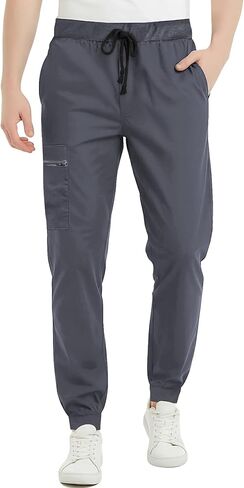 VOGRYE Scrub Pants for Men - Slim Jogger Pants with 3 Pockets, Yoga Waistband, Anti-Wrinkle Scrubs for Men in Saudi Arabia