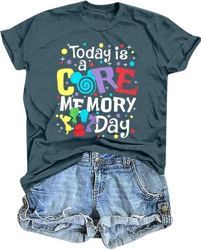 Magical Shirt for Women Funny Today is A Core Memory Day Letter Print T Shirts Cute Family Vacation Graphic Tee Tops in Saudi Arabia