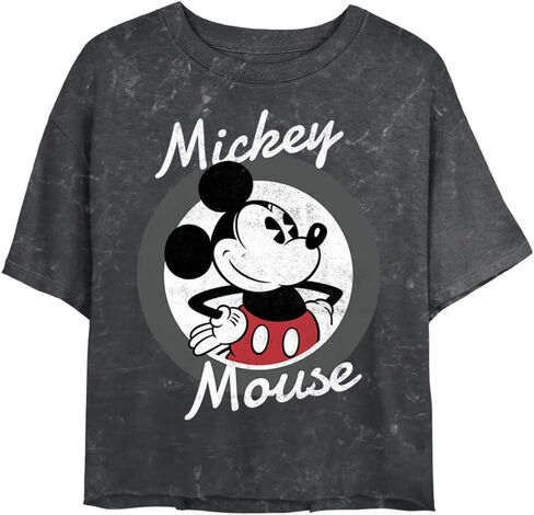 Disney Womens Disney Characters Mickey Mouse 28 Women's Mineral Wash Short Sleeve Crop Tee in Saudi Arabia