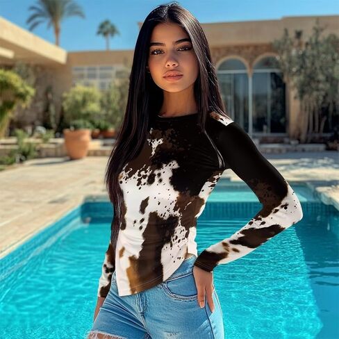 WHUVUMFY المرأة طويلة الأكمام تي شيرت طاقم الرقبة سليم صالح القمم مثير الأساسية المحملة Y2k الخروج القمصان غير النظامية هيم بلوزة S-L in Kuwait