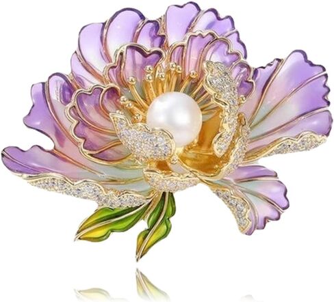 DEYOUM Peony Flower Brooch Pins for Women Vintage Alloy Pearl Brooch Lapel Pins Prom Banquet Prom Dress Exquisite Jewelry Gift in Saudi Arabia