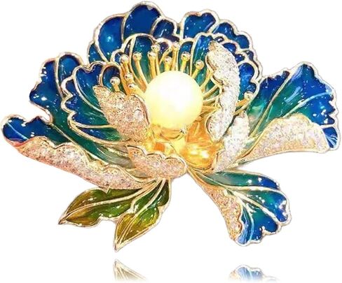 DEYOUM Peony Flower Brooch Pins for Women Vintage Alloy Pearl Brooch Lapel Pins Prom Banquet Prom Dress Exquisite Jewelry Gift in Saudi Arabia