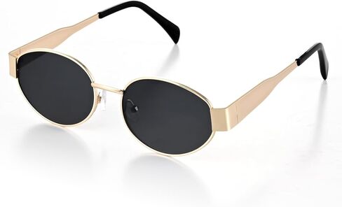Retro Oval Sunglasses for Women, Metal Frame Sunglasses Classic Trendy Sun Glasses in Saudi Arabia