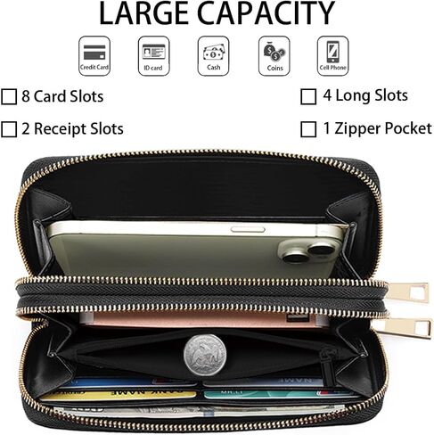FVAENDHIO Women's Large Capacity Wallet PU Leather Double Zipper Clutch Purse Multifunctional Wallet with Removable Wristlet Strap for Smart Phone/Coin/Card/Cash, Bible Verse Quotes 2 Timothy 1:7 in Saudi Arabia