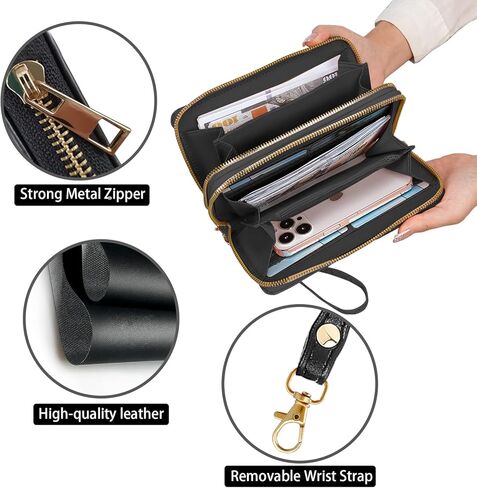 FVAENDHIO Women's Large Capacity Wallet PU Leather Double Zipper Clutch Purse Multifunctional Wallet with Removable Wristlet Strap for Smart Phone/Coin/Card/Cash, Bible Verse Quotes 2 Timothy 1:7 in Saudi Arabia