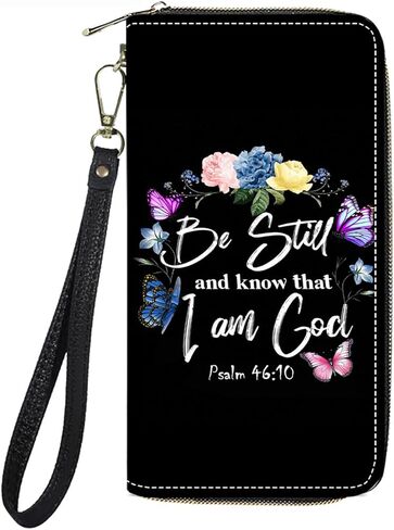 FVAENDHIO Women's Large Capacity Wallet PU Leather Double Zipper Clutch Purse Multifunctional Wallet with Removable Wristlet Strap for Smart Phone/Coin/Card/Cash, Bible Verse Quotes 2 Timothy 1:7 in Saudi Arabia