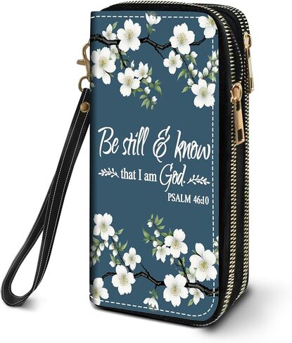 FVAENDHIO Women's Large Capacity Wallet PU Leather Double Zipper Clutch Purse Multifunctional Wallet with Removable Wristlet Strap for Smart Phone/Coin/Card/Cash, Bible Verse Quotes 2 Timothy 1:7 in Saudi Arabia
