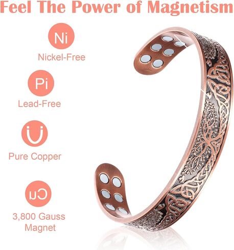 Sibba Copper Bracelet for Men Premium Vintage Bracelet 99.9% Pure Copper Zinc Alloy Adjustable Men's Jewelry Balance Vintage Adjustable Jewelry Gift in Saudi Arabia