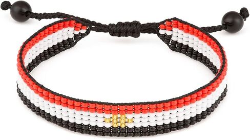 Flag Bracelet | Adjustable Handmade Flag Bracelet | Handcrafted Beaded Flag Bracelet | Beaded and Boho Style Rope Bracelet | Patriotic Flag Bracelet in Saudi Arabia