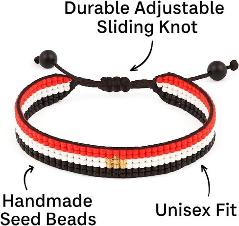 Flag Bracelet | Adjustable Handmade Flag Bracelet | Handcrafted Beaded Flag Bracelet | Beaded and Boho Style Rope Bracelet | Patriotic Flag Bracelet in Saudi Arabia
