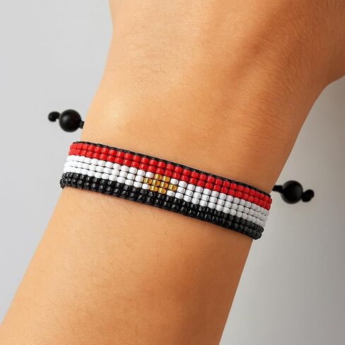 Flag Bracelet | Adjustable Handmade Flag Bracelet | Handcrafted Beaded Flag Bracelet | Beaded and Boho Style Rope Bracelet | Patriotic Flag Bracelet in Saudi Arabia