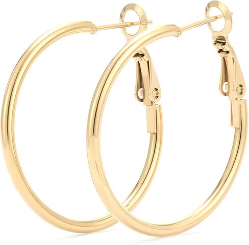 Big Gold Hoop Earrings for Women, Hypoallergenic 925 Sterling Silver Post, 14K Gold Hoops Earrings for Women, Plated Hoop Earrings Lightweight Large Silver Hoop Earrings, 30/40/50/60mm in Saudi Arabia