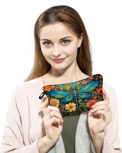 حقيبة مكياج للنساء من MoCaliduccious Dragonfly Print حقيبة مستحضرات تجميل محمولة للاستخدام الخارجي ومنظم للسفر in Kuwait