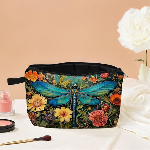 حقيبة مكياج للنساء من MoCaliduccious Dragonfly Print حقيبة مستحضرات تجميل محمولة للاستخدام الخارجي ومنظم للسفر in Kuwait
