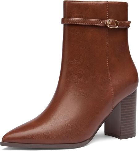SICARE Women’s Pointed Toe Ankle Boots, Chunky Heel Fashion Chelsea Booties with Side Zipper, 3.2 Inch Block Heeled Dress Boot Comfortable for Fall Winter in Kuwait