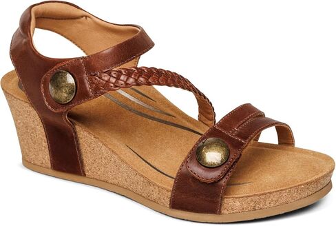 Aetrex Avril Orthopedic BlATTE RAVERT STRAP LOW HEEL CHEEL Wedge for Women-Leather Memory Foamped Foom Poom Support Espadrilles espadrilles for Women in Saudi Arabia