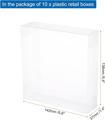 MECCANIXITY Plastic Retail Boxes 5.6"x1.4"x5.4" (142x37x138mm) Gift Box with Protecting Film for Candy, Cookies, Christmas, Wedding, Party Wrapping Clear Pack of 10 in Kuwait