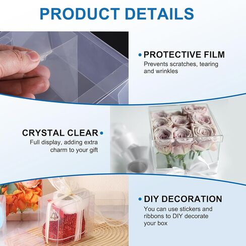 MECCANIXITY Plastic Retail Boxes 5.6"x1.4"x5.4" (142x37x138mm) Gift Box with Protecting Film for Candy, Cookies, Christmas, Wedding, Party Wrapping Clear Pack of 10 in Kuwait