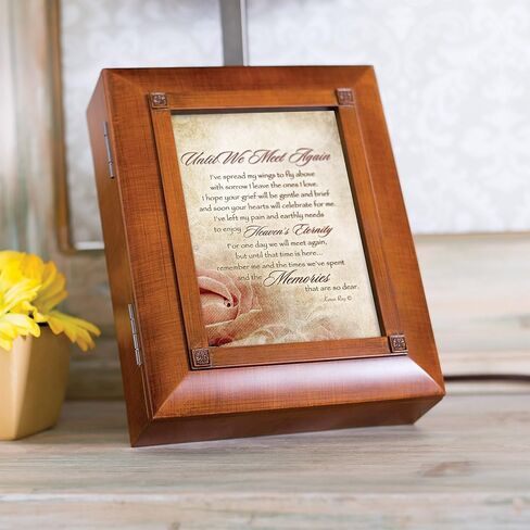 Cottage Garden Until We Meet Again Woodgrain Remembrance Keepsake Box in Saudi Arabia