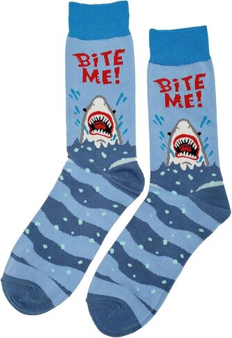 SockFly Shark Dress Socks Funny Novelty Crazy Fun Design Men Size 8-12 Cotton Casual Crew Colorful Funky Gift for Men in Saudi Arabia