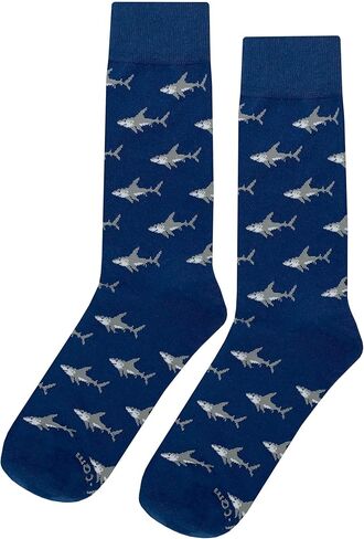 SockFly Shark Dress Socks Funny Novelty Crazy Fun Design Men Size 8-12 Cotton Casual Crew Colorful Funky Gift for Men in Saudi Arabia