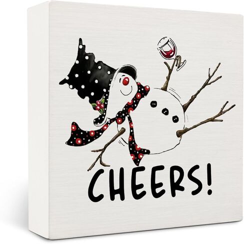 OVAcational Blue Snowman Winter Christmas Wooden Box Sign Desk Decor, Winter Snowflake Bird Snowman Christmas Wood Block Sign for Home Office Desk Table Shelf Wall Decorations, 5x5 Inch in Saudi Arabia