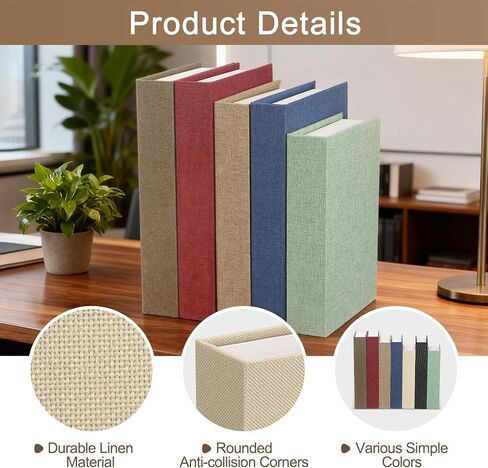 uxcell Decorative Books, 10.6 x 6.7 Linen Fake Books for Decoration Faux Decor Book for Modern Aesthetic Home Office Coffee Table Shelf Desktop Display, Beige in Saudi Arabia
