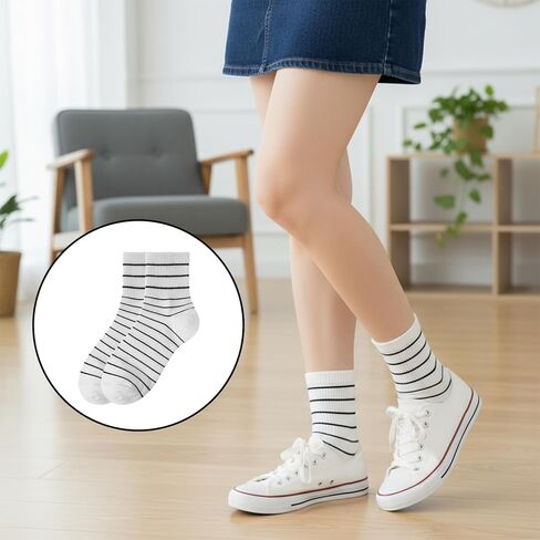 3 أزواج من جوارب الكاحل المخططة والمنقطة من Xthrotsenk، جوارب نسائية منقطة باللونين الأسود والأبيض، جوارب دائرية مخططة، جوارب كاحل مخططة، مقاس 5-9 in Kuwait