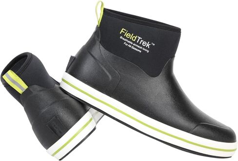 FieldTrek Men's Rain Boots Fishing Boots, Anti-Slip Neoprene Rubber Ankle Men Boots Outdoor for Gardening Fishing Boating Sailing Black in Saudi Arabia