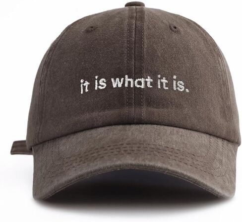 It is What It is Embroidered Washed Baseball Cap ，Adjustable Size, Suitable for Outdoor Sports and Daily wear in Saudi Arabia