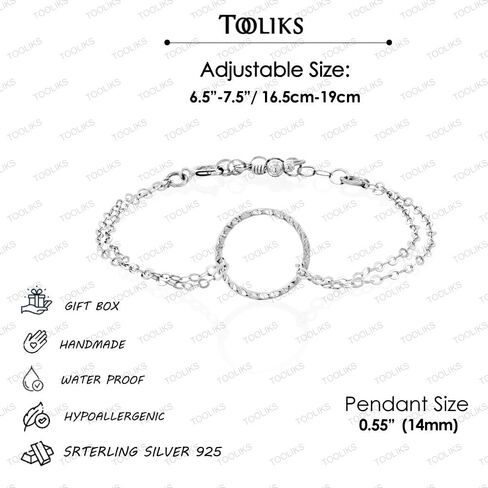 Tooliks Gold Open Circle Bracelet – Delicate Double Chain, Sterling Silver or Gold Filled, 6.5–7.5" in Saudi Arabia