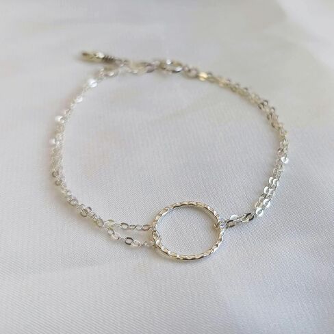 Tooliks Gold Open Circle Bracelet – Delicate Double Chain, Sterling Silver or Gold Filled, 6.5–7.5" in Saudi Arabia
