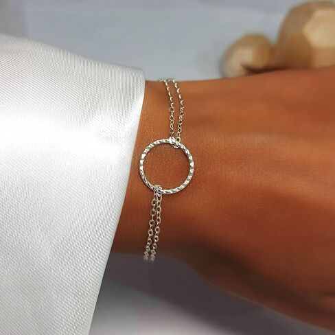 Tooliks Gold Open Circle Bracelet – Delicate Double Chain, Sterling Silver or Gold Filled, 6.5–7.5" in Saudi Arabia
