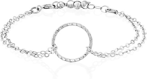 Tooliks Gold Open Circle Bracelet – Delicate Double Chain, Sterling Silver or Gold Filled, 6.5–7.5" in Saudi Arabia