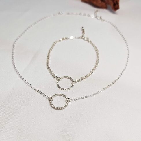 Tooliks Gold Open Circle Bracelet – Delicate Double Chain, Sterling Silver or Gold Filled, 6.5–7.5" in Saudi Arabia