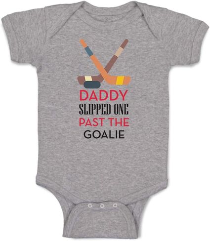 Cute Rascals Baby Bodysuit Daddy Slipped 1 past The Goalie Hockey Dad Father's Day Boy & Girl Baby Clothes Funny Cotton A White Design Only 6 Months in Saudi Arabia