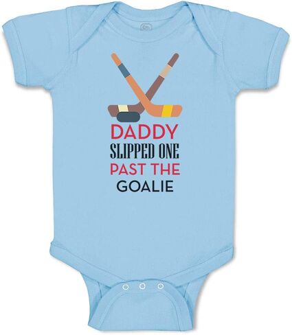 Cute Rascals Baby Bodysuit Daddy Slipped 1 past The Goalie Hockey Dad Father's Day Boy & Girl Baby Clothes Funny Cotton A White Design Only 6 Months in Saudi Arabia