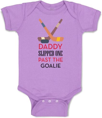 Cute Rascals Baby Bodysuit Daddy Slipped 1 past The Goalie Hockey Dad Father's Day Boy & Girl Baby Clothes Funny Cotton A White Design Only 6 Months in Saudi Arabia
