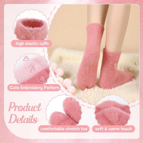 scenicamp 5 Pairs Fuzzy Socks for Women Soft Fluffy Home Sleeping Socks Winter Warm Cozy Slipper Sock in Saudi Arabia