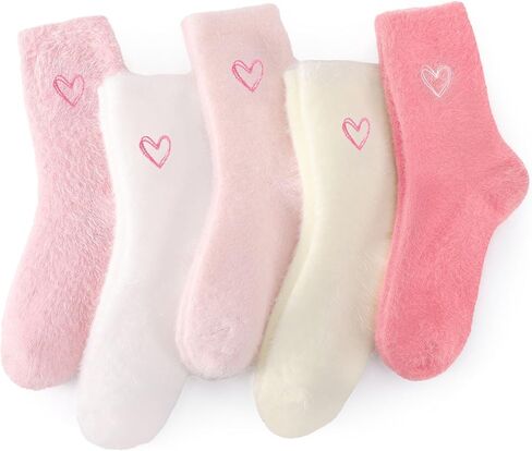 scenicamp 5 Pairs Fuzzy Socks for Women Soft Fluffy Home Sleeping Socks Winter Warm Cozy Slipper Sock in Saudi Arabia