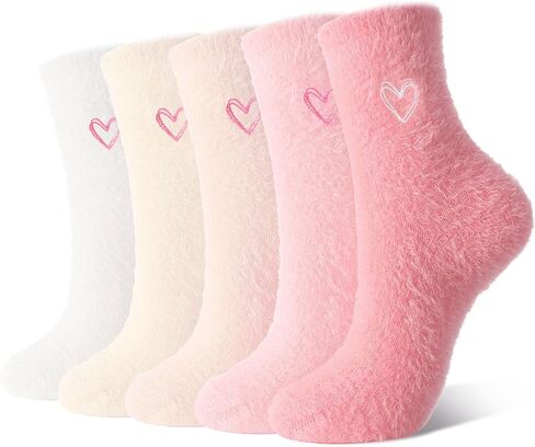 scenicamp 5 Pairs Fuzzy Socks for Women Soft Fluffy Home Sleeping Socks Winter Warm Cozy Slipper Sock in Saudi Arabia