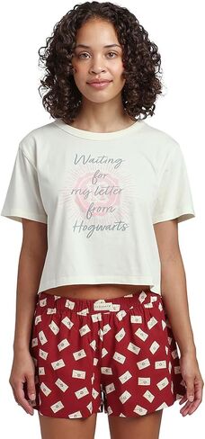 Bioworld Harry Potter Waiting For My Letter From Hogwarts Crop Tee And Shorts Sleepwear Set in Saudi Arabia