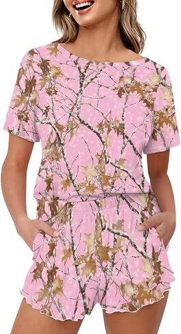 Reanaysto Pajamas for Women Set Shorts and Pants with Pocket Womens Pajama Sets Woman Sleepwear Pj Lounge in Saudi Arabia