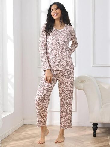2 Piece Womens Pajama Sets Lounge Set Fall Winter Pajamas Long Sleeve Pjs Top and Pants Soft Pj Sets Loose in Saudi Arabia