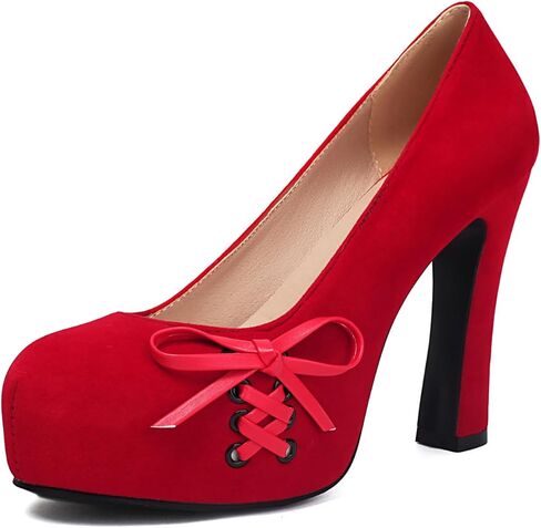 Elerhythm Women's Mary Jane Closed Toe Elegantes Gothic Punk Pumps Sweet Bow Platform High Heels Shoes (Black US8) in Kuwait