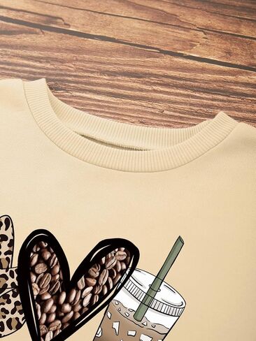 Sweatshirts Graphic for Women Cute Heart Print Crew Neck Long Sleeve Tops Fall Winter Hoodies Y2k Trendy Clothes in Saudi Arabia