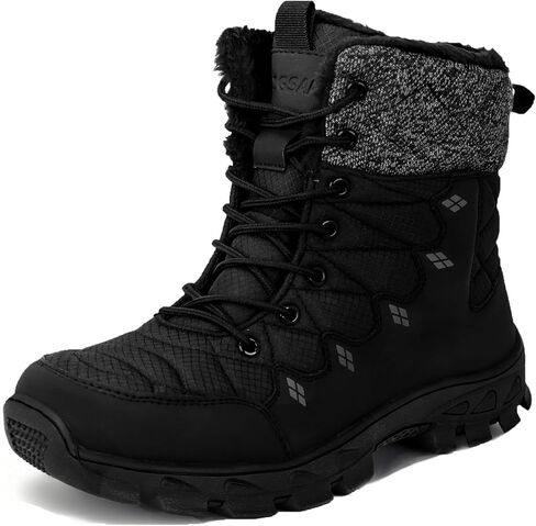 ZIGSAM Men's Snow Boots Non-Slip Insulated Shell Cold Weather Warm Shoes Hiking Water Resistant Winter Outdoor Boots Grip-pro in Kuwait