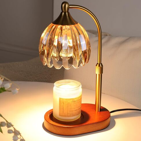 Shenmoyl Candle Warmer Lamp with Timer, Adjustable Height & Dimmable Candle Lamp for Home Room Decor, Birthday Gifts for Women, Melt Wax Warmer Lamp for Jar Candles with 2 Bulbs. (White Tulip) in Saudi Arabia